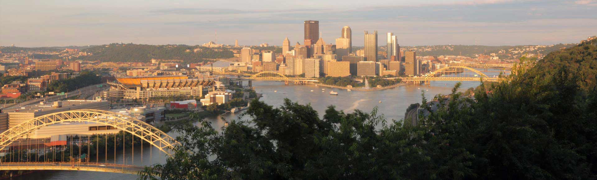 view of downtown pittsburgh from the west end overlook