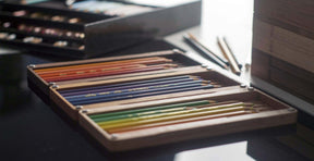 Studio Case - Walnut Wood Pencil Case - Art Supply Case - Artists Supplies Kit - Lifestyle