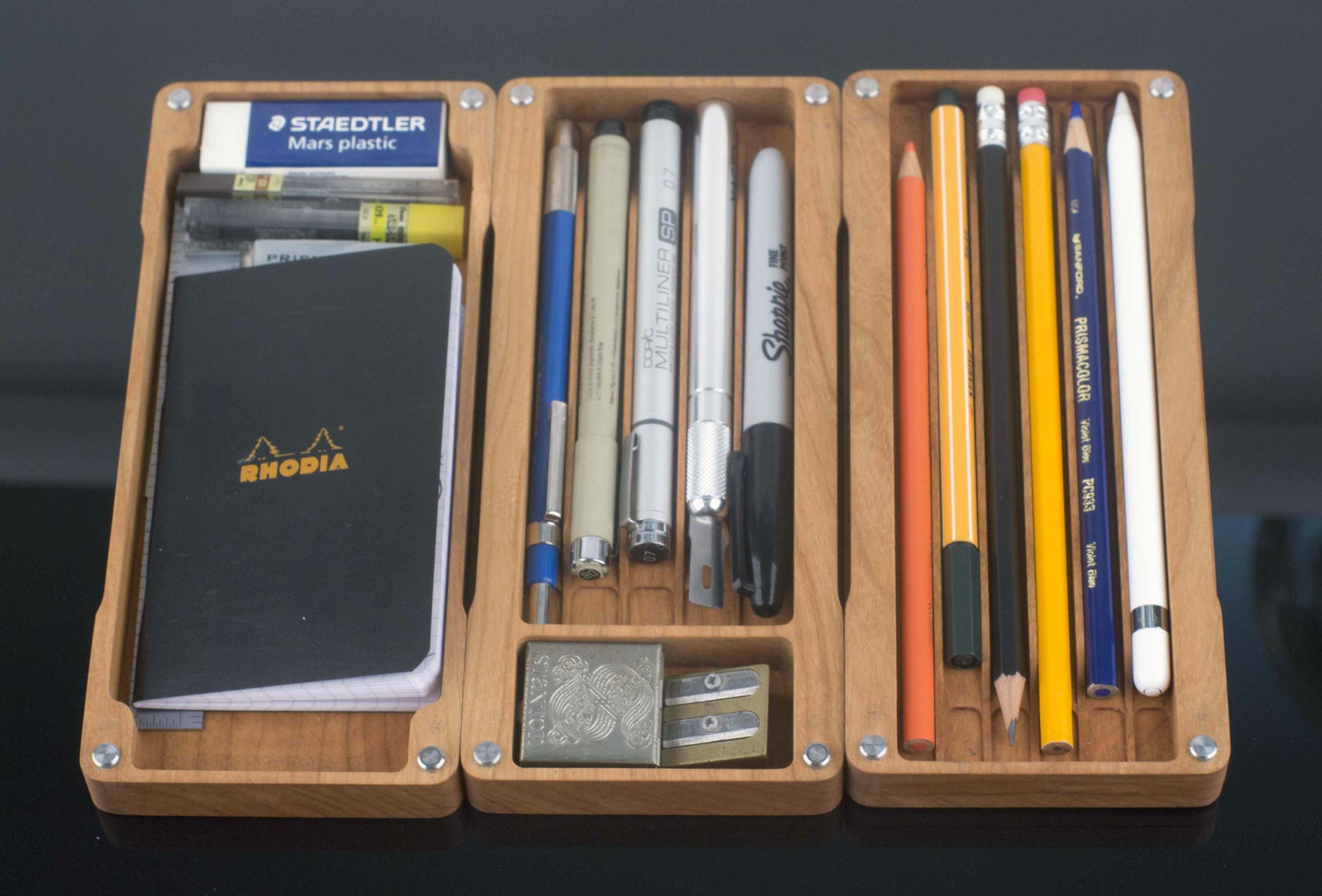 Studio Case - Wood Pencil Case - Basic Art Supply Case - Artists Supplies Kit - Lifestyle
